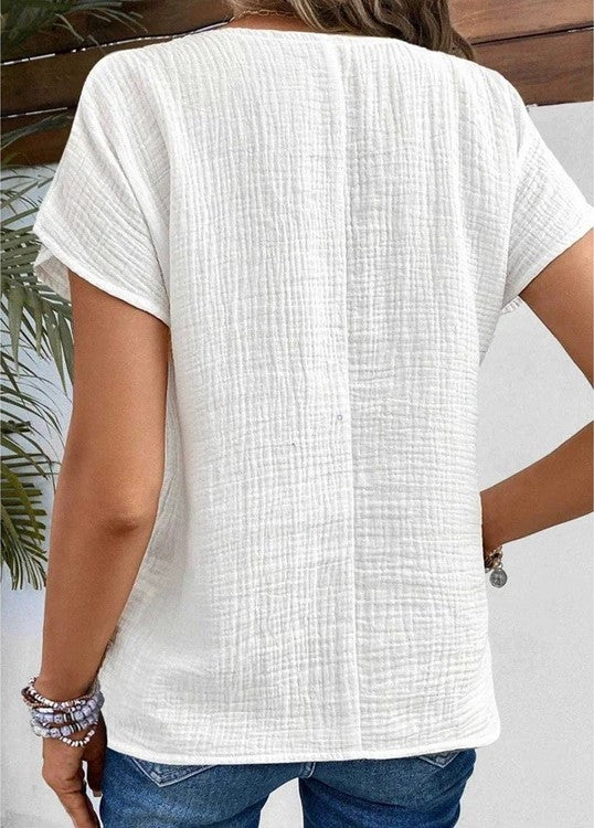 Apollonia | Blouse Femme Chic | Manches Courtes | Col en V