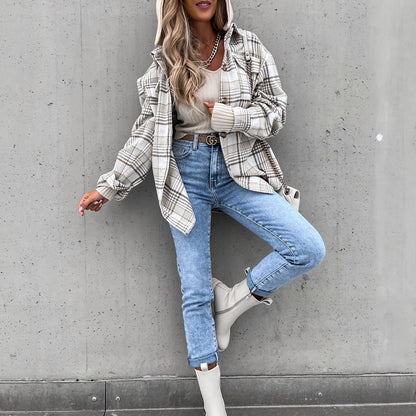 Aella | Manteau Décontracté À Carreaux | Capuche