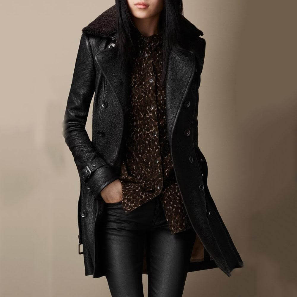 Hiver Automne Vestes en cuir | Longues