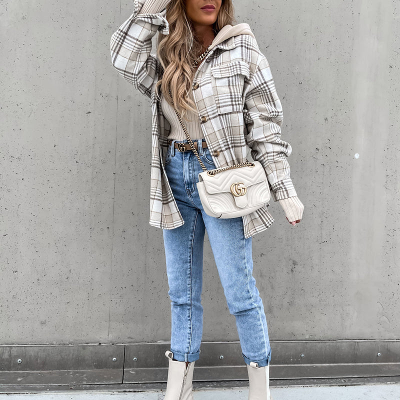 Aella | Manteau Décontracté À Carreaux | Capuche