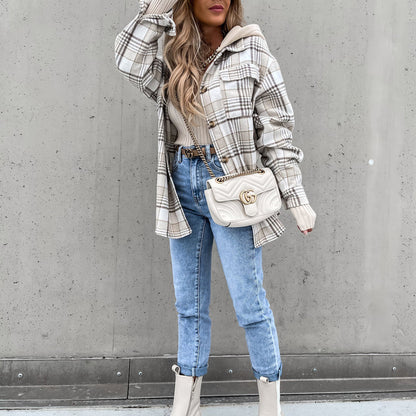 Aella | Manteau Décontracté À Carreaux | Capuche