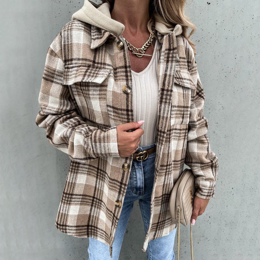 Aella | Manteau Décontracté À Carreaux | Capuche
