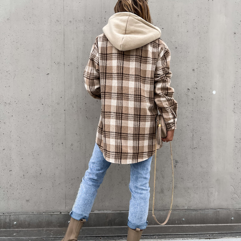 Aella | Manteau Décontracté À Carreaux | Capuche