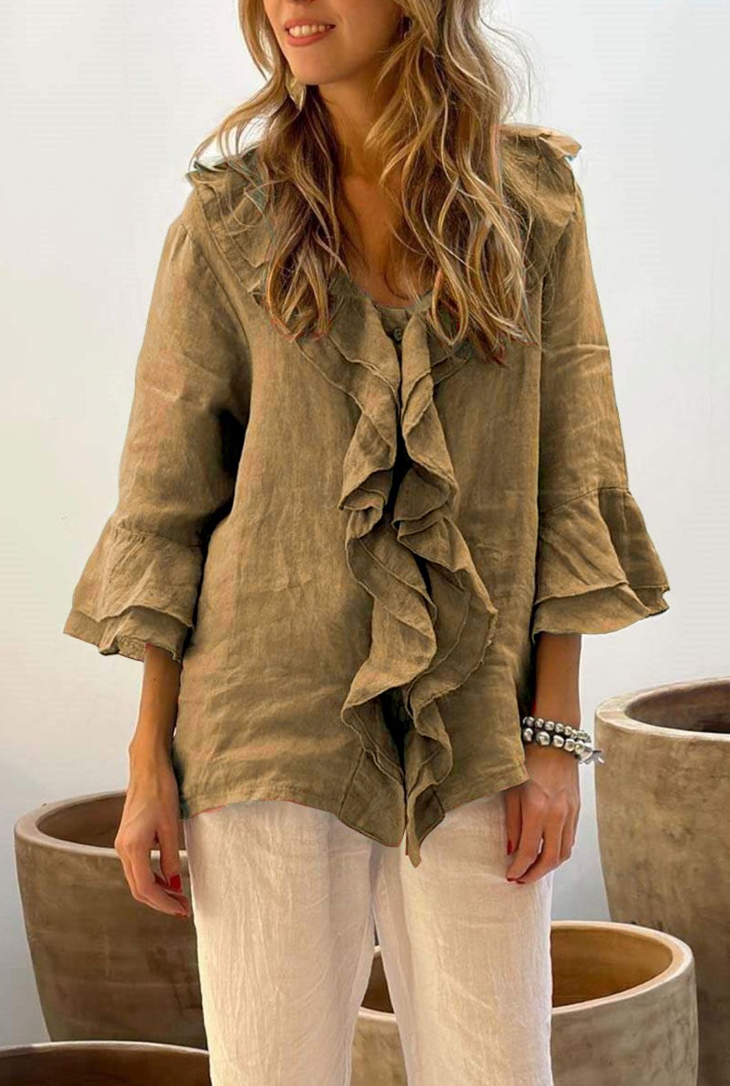 Marjolaine | Blouse Femme Élégante à Volants | Chic