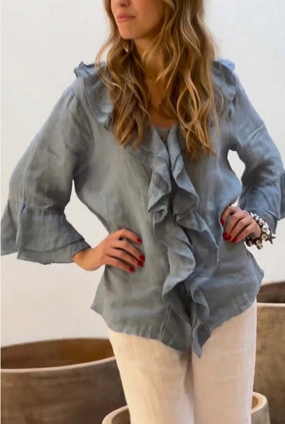 Marjolaine | Blouse Femme Élégante à Volants | Chic