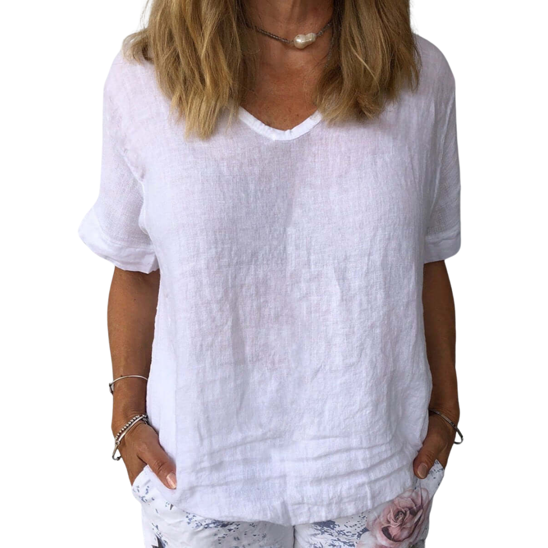 Mélanie | Tee-Shirt Femme | Col en V | Manches Courtes