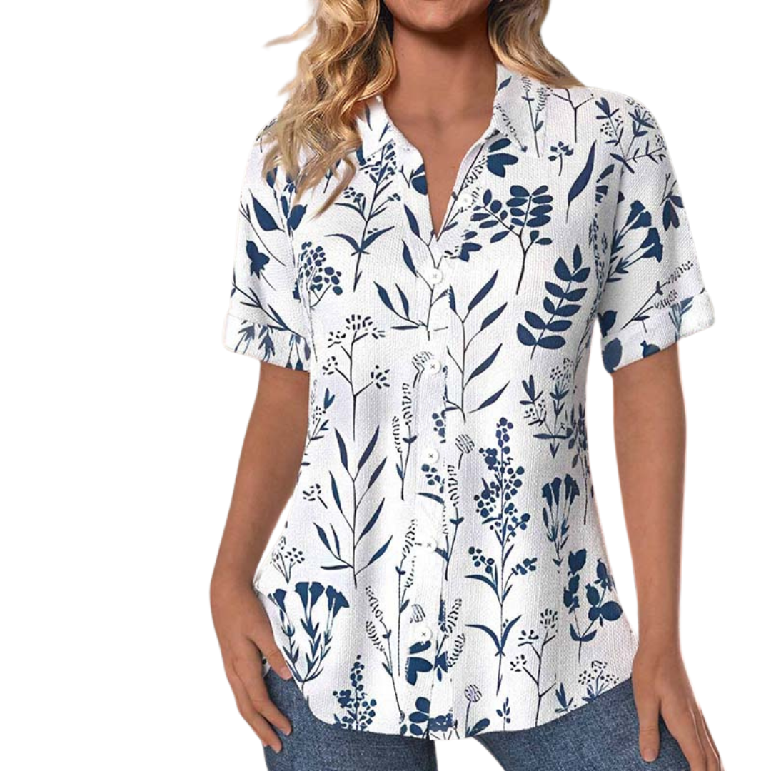 Flavie | Blouse Femme Fleurie | Manches Courtes
