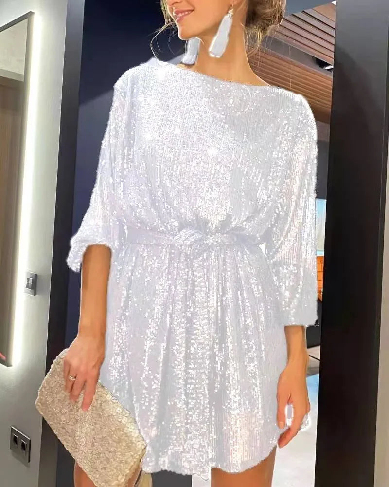 Halisandra | Robe À Paillettes Élégante Pour Femme | Midi