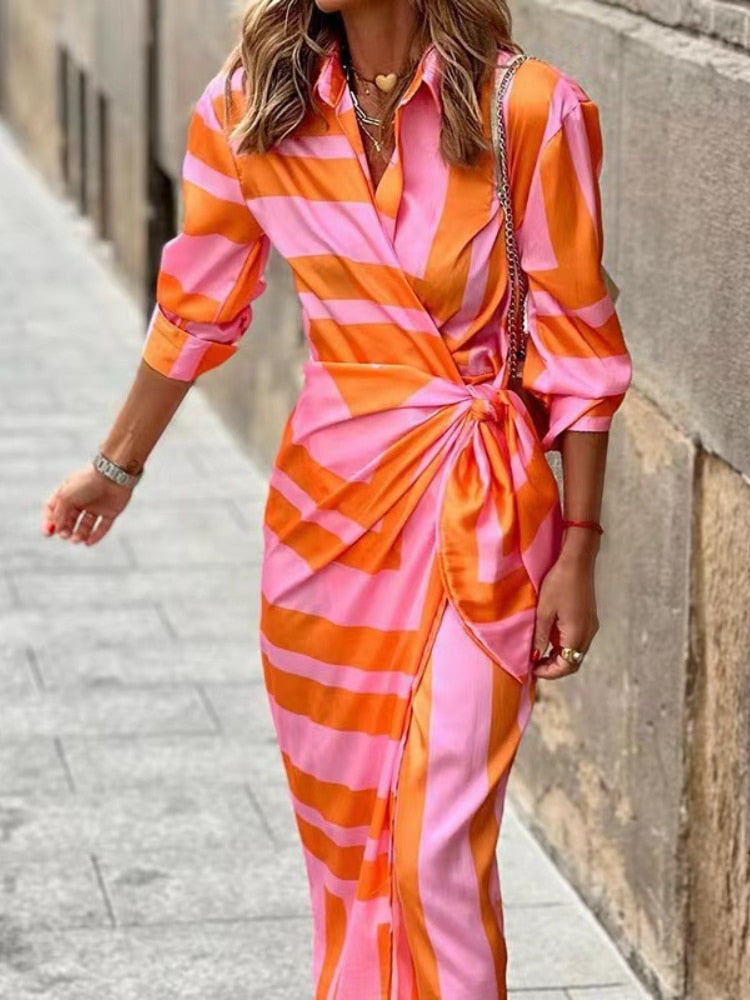 Robe Portefeuille Imprimée Élégante Pour Femmes | Tendance