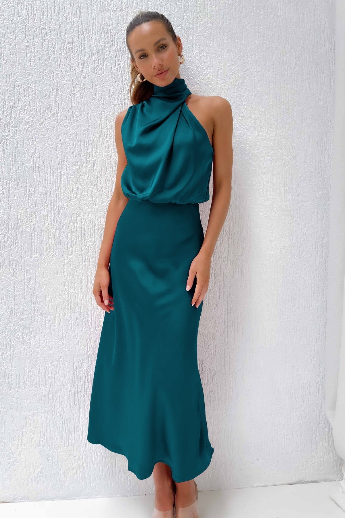 Heliane | Robe D'invitée De Mariage Epaule Unique Pour Femme | Midi