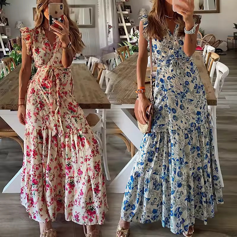 Mélodie | Robe Bohème Longue Chic | Sans Manches