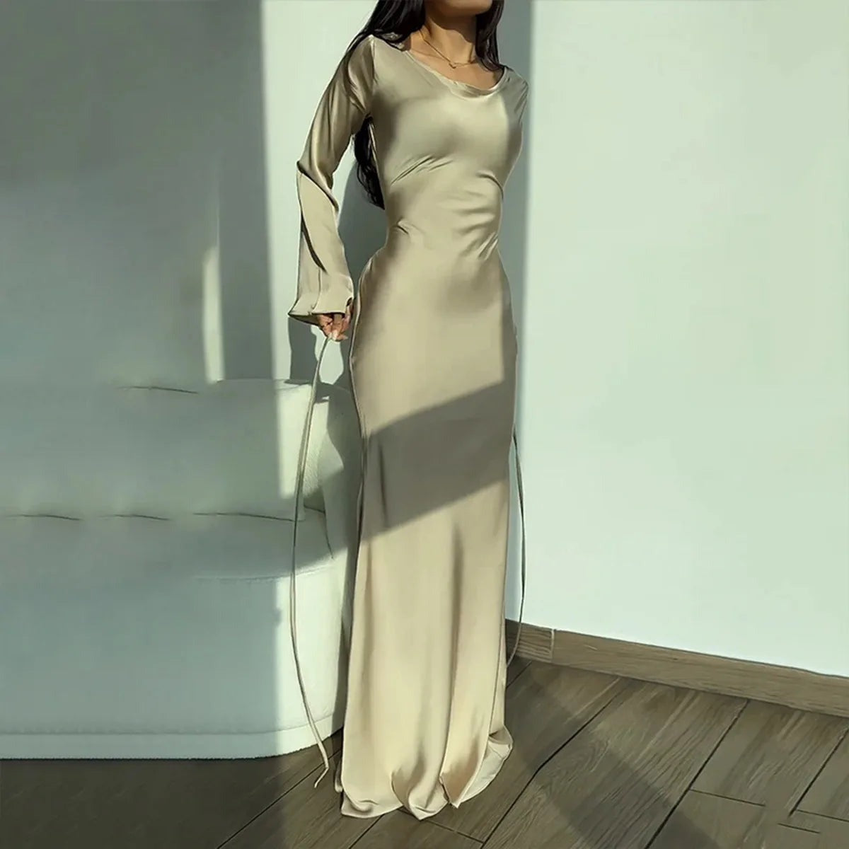 Nimue | Robe De Soirée Manches Longues Élégantes Pour Femme | Maxi