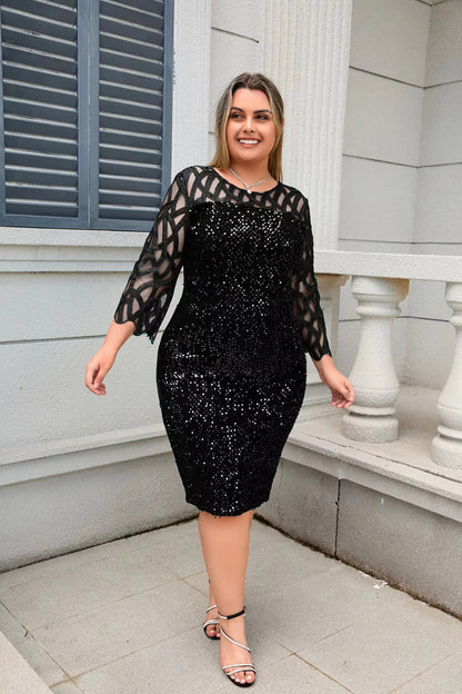 Robe Élégante À Paillettes Longueur Genou Pour Femme | Midi