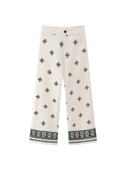 Soléna | Pantalon large taille haute style boho