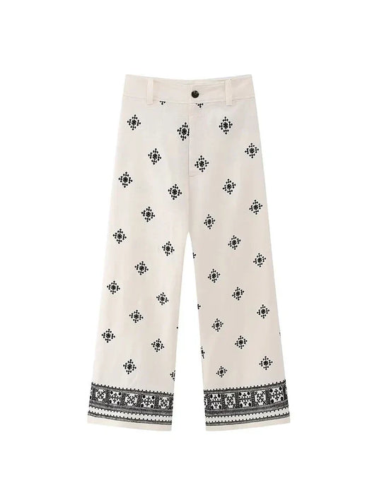 Soléna | Pantalon large taille haute style boho