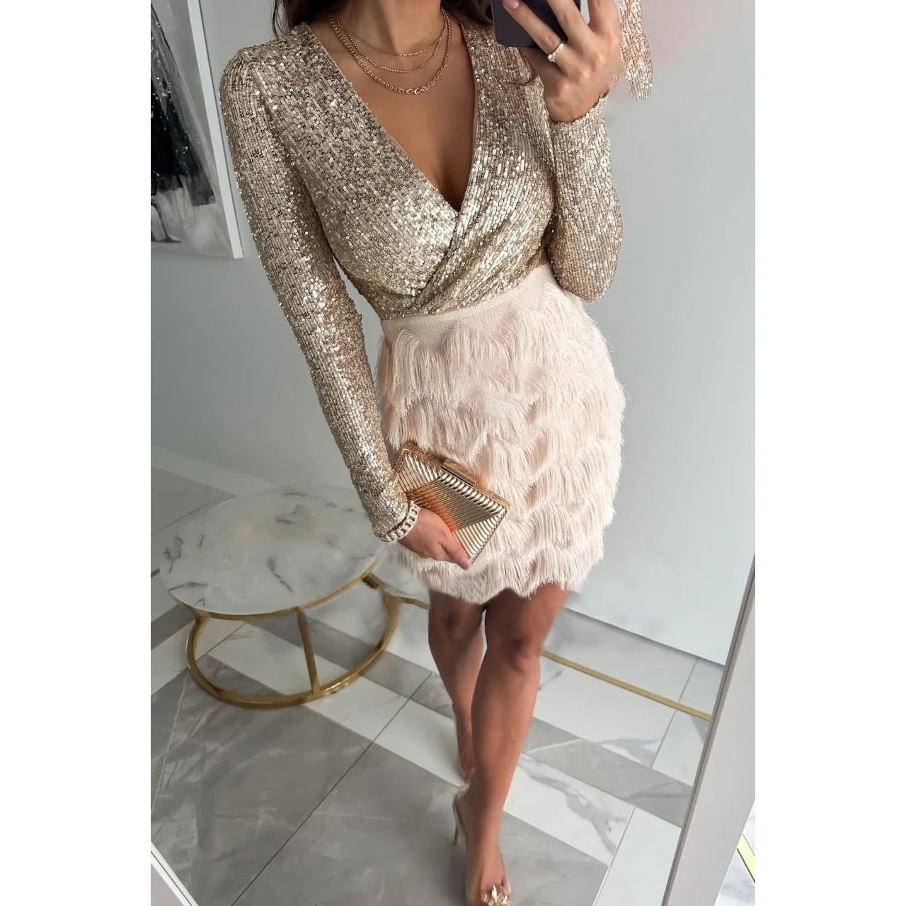 Lison | Robe de Soirée à Paillettes pour Femme | Mini