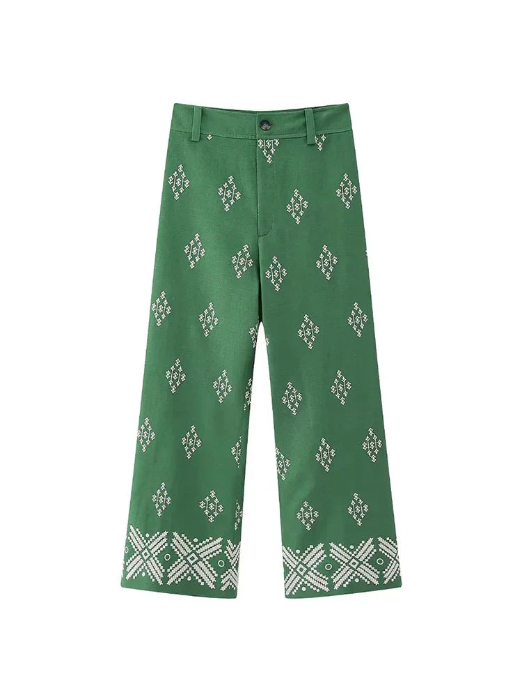 Soléna | Pantalon large taille haute style boho