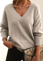 Pull-over Chic À Col En V Pour Femmes | Élégant