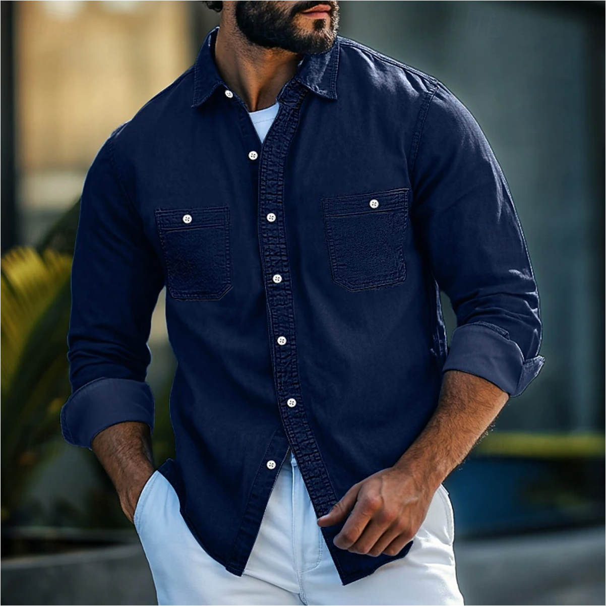 Noé | Chemise à manches longues | Détails à carreaux