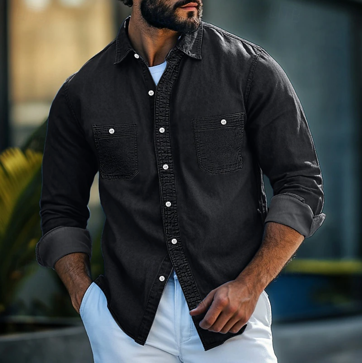 Noé | Chemise à manches longues | Détails à carreaux