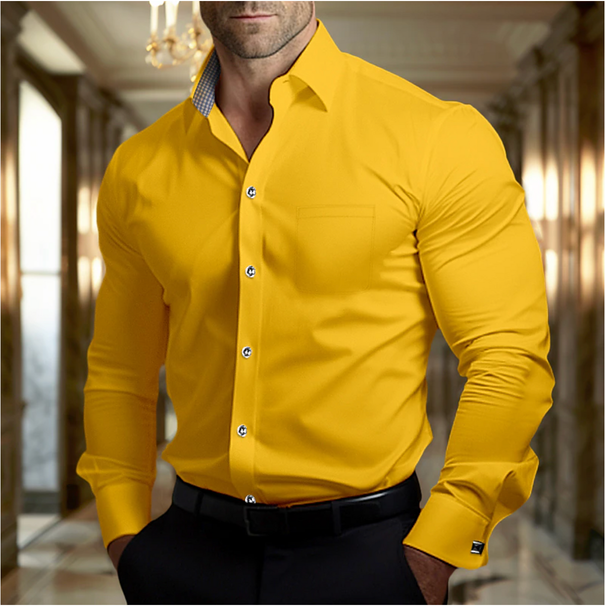 Xavrin | Chemise Manche Longue Pour Hommes | Anglaise