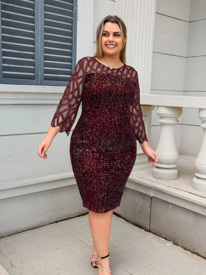 Robe Élégante À Paillettes Longueur Genou Pour Femme | Midi