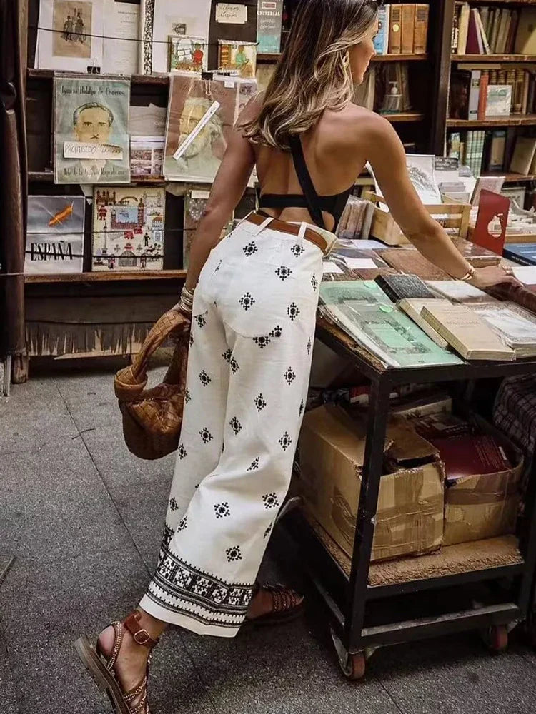 Soléna | Pantalon large taille haute style boho