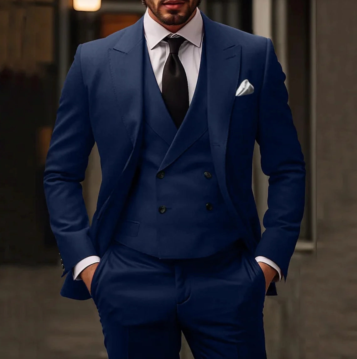 Nathan | Costume Croisé Gris Foncé Pour Hommes | Élégant