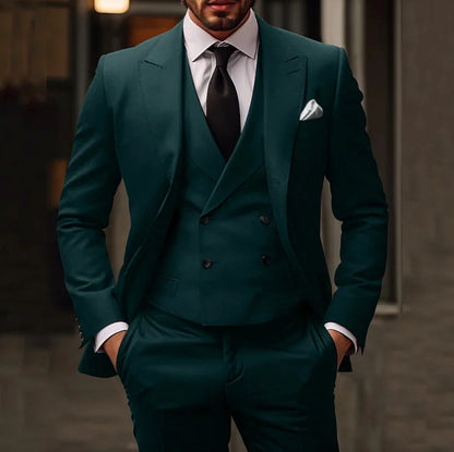 Nathan | Costume Croisé Gris Foncé Pour Hommes | Élégant