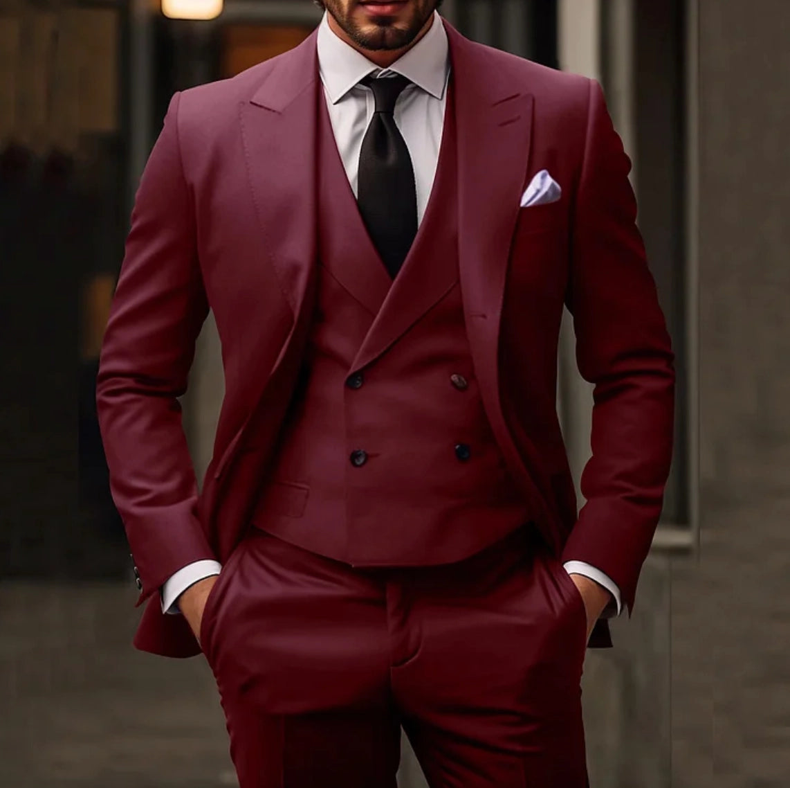 Nathan | Costume Croisé Gris Foncé Pour Hommes | Élégant