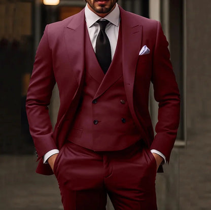 Nathan | Costume Croisé Gris Foncé Pour Hommes | Élégant
