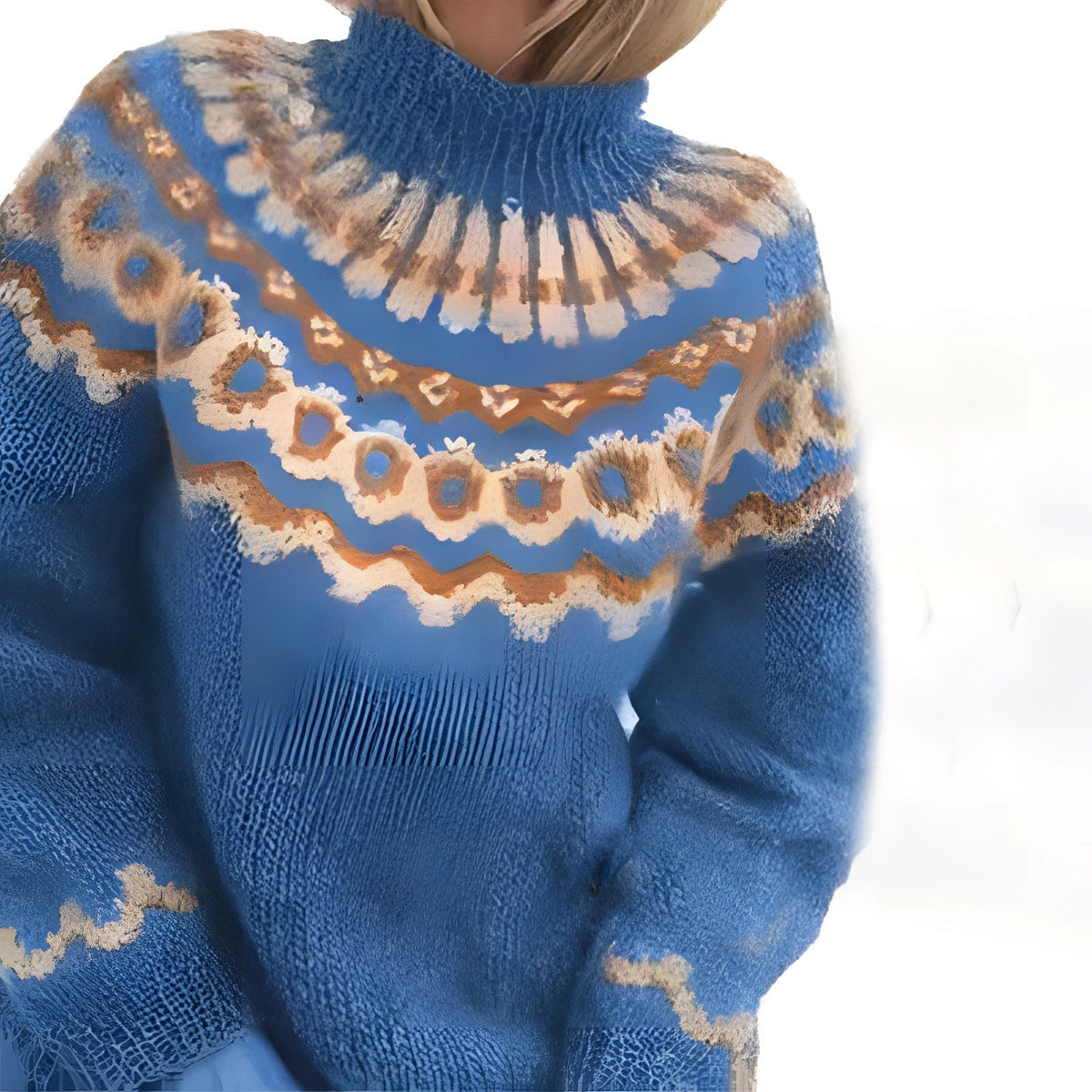 Pull-over Chaud Tricoté À La Main Pour Femmes | Col Roulé
