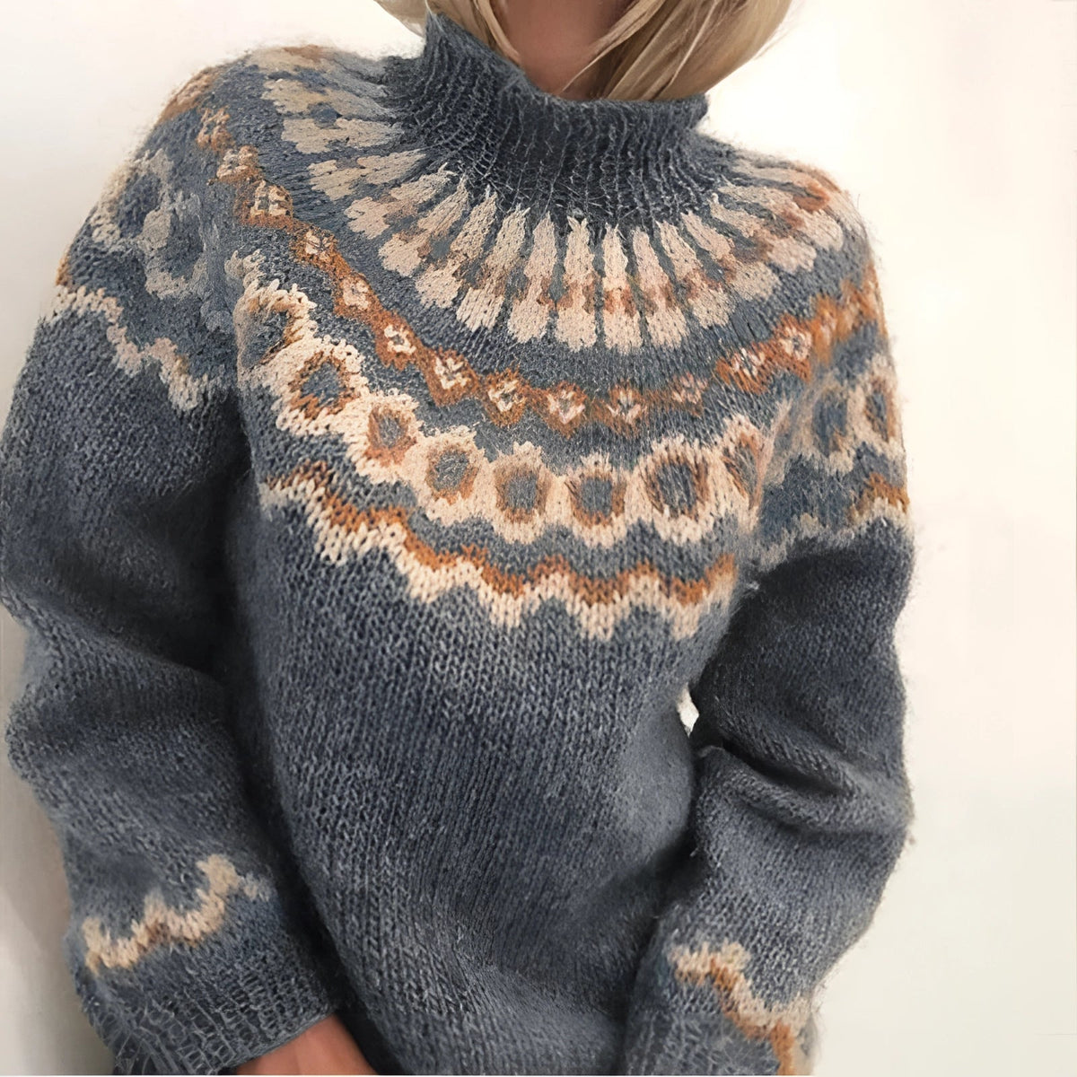 Pull-over Chaud Tricoté À La Main Pour Femmes | Col Roulé