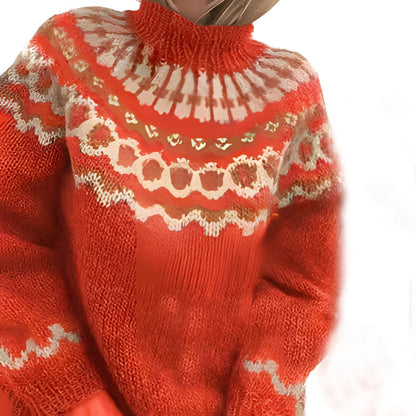 Pull-over Chaud Tricoté À La Main Pour Femmes | Col Roulé