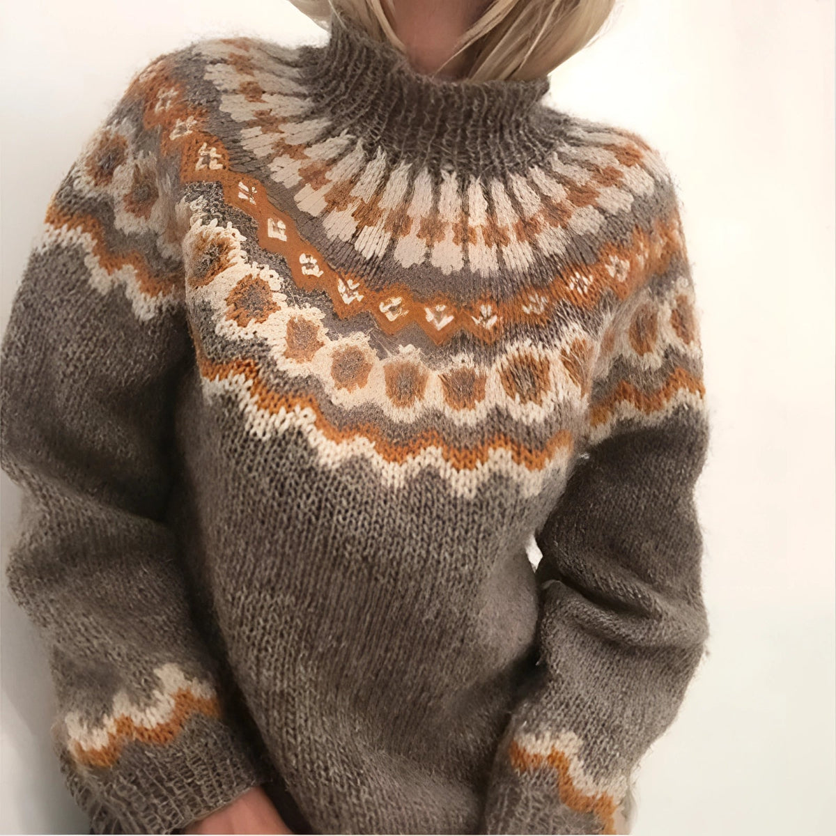 Pull-over Chaud Tricoté À La Main Pour Femmes | Col Roulé