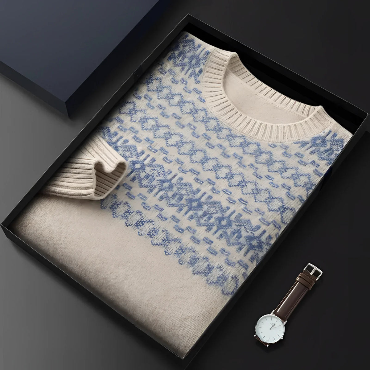 Pull-over Homme À Col Ras Du Cou En Laine Fair Isle | Hiver