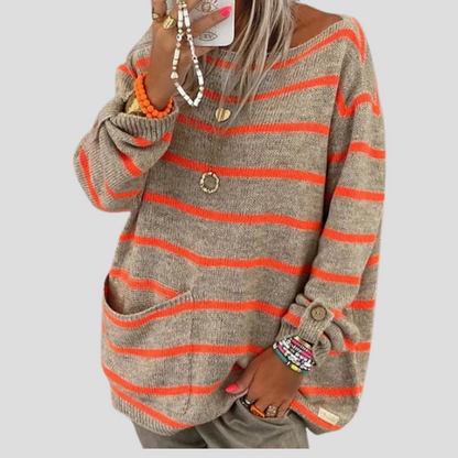 Pull-over Tricoté Confortable Pour Femmes | Rayé
