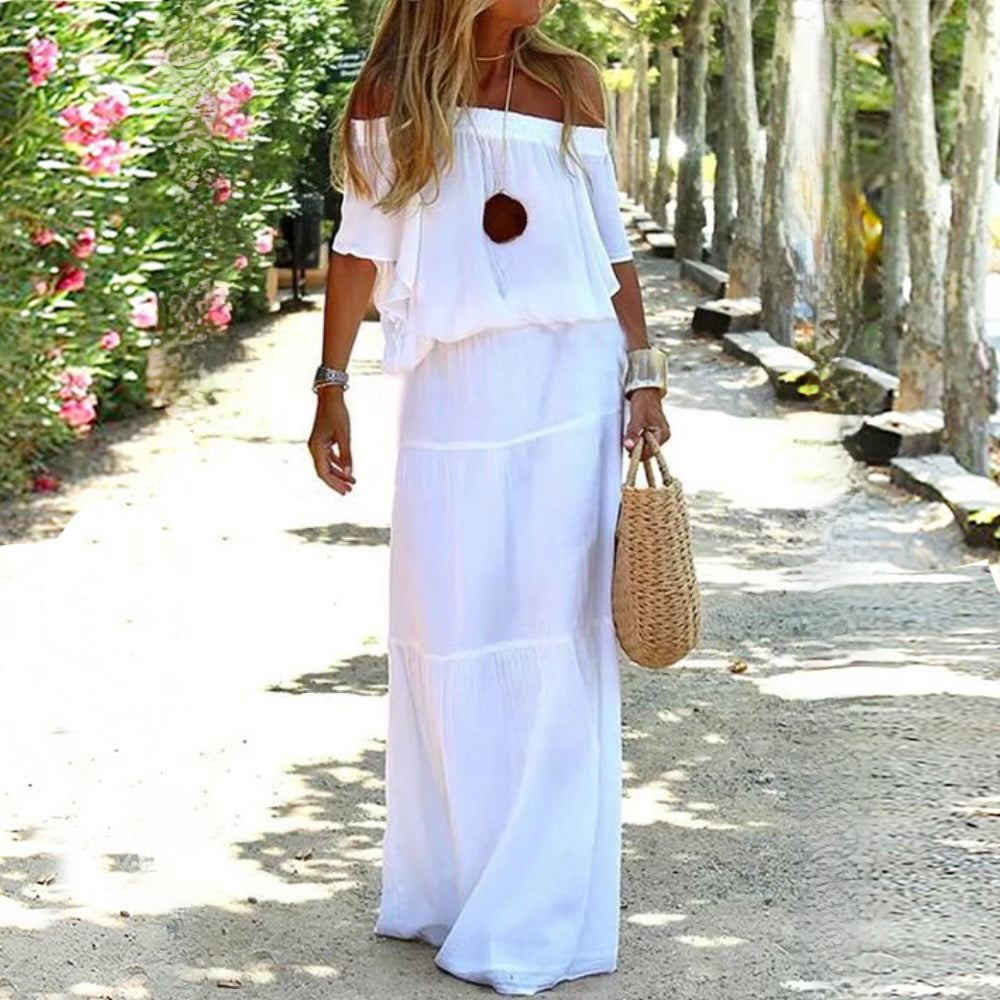 Robe de plage à épaules dénudées Pour Femmes | Maxi
