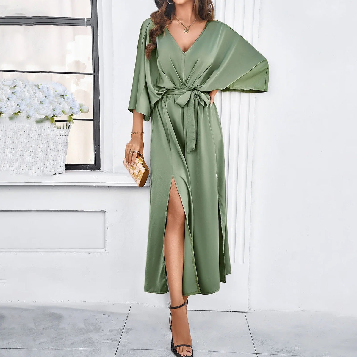 Therine | Robe D'invitée De Mariage Fente Longue | Maxi