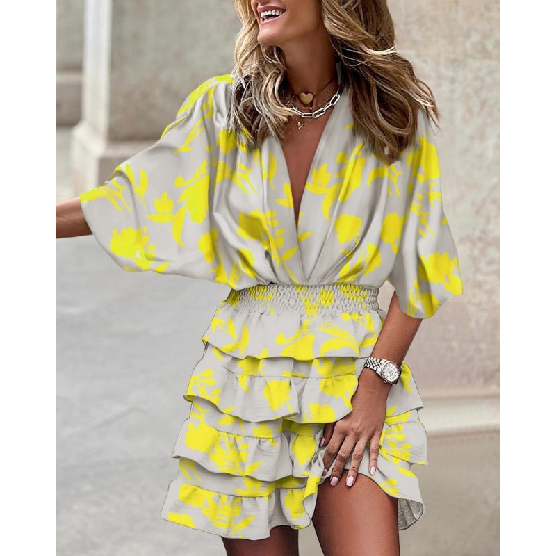Bertina | Robe Femme Été | Manches Courtes | Col V