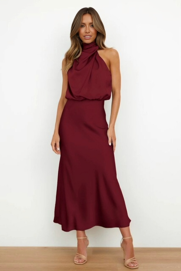 Heliane | Robe D'invitée De Mariage Epaule Unique Pour Femme | Midi