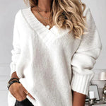 Pull-over Chic À Col En V Pour Femmes | Élégant