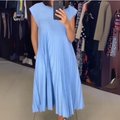 Isaure | Robe Plissée Longue | Sans Manches