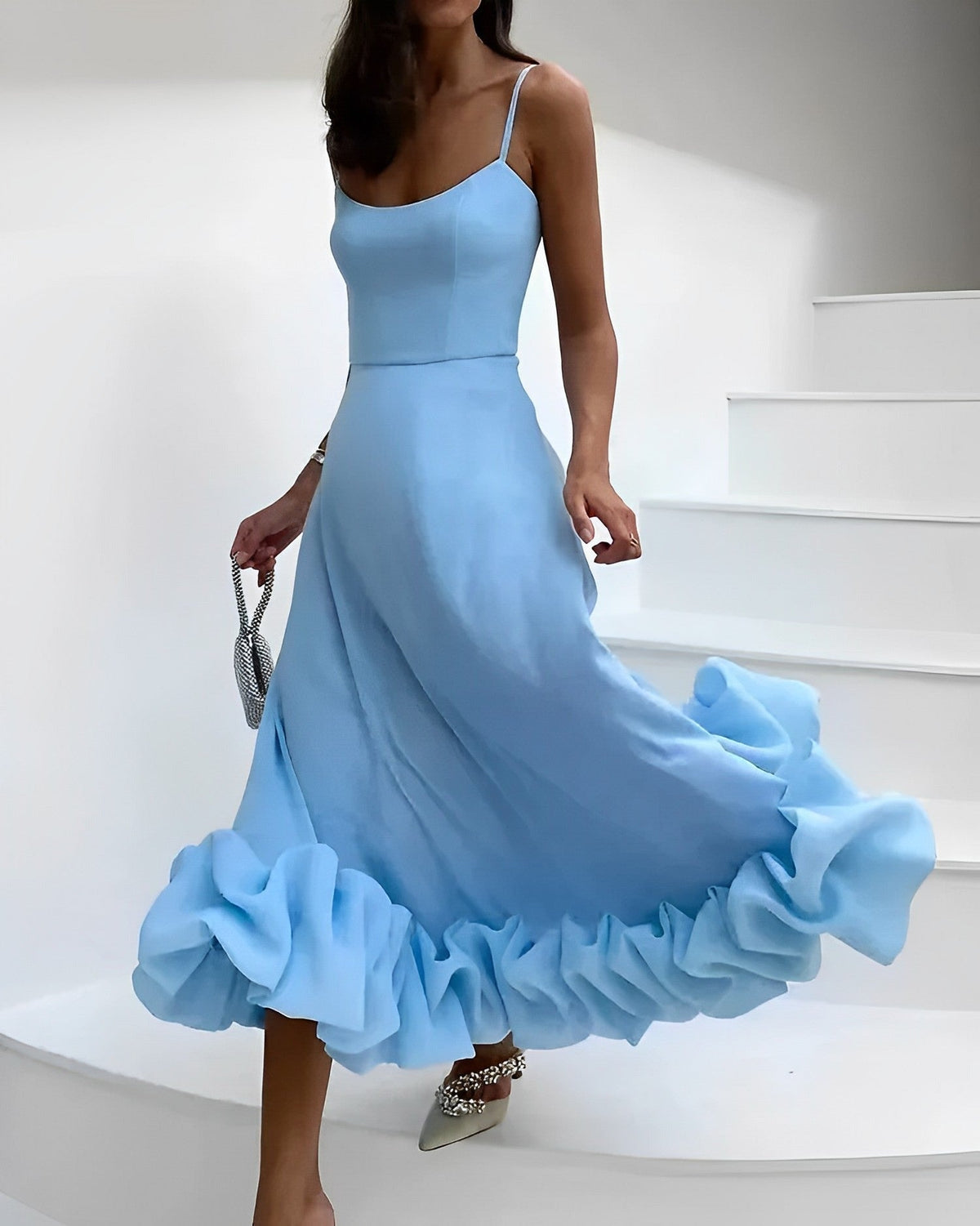 Robe d'invité de mariage à Volants Pour Femme | Midi
