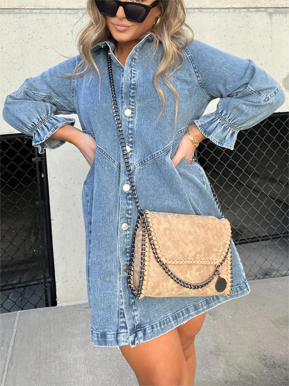Manon | Robe Chemise En Denim Décontractée Pour Femmes | Mini