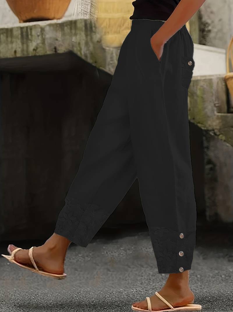 Yélena | Pantalon Élégant Femme avec Imprimé Floral