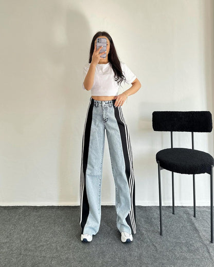 Ursuline | Pantalon Baggy Femme avec Bandes Latérales