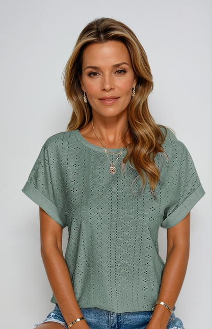Manuela | T-Shirt Femme En Broderie Anglaise