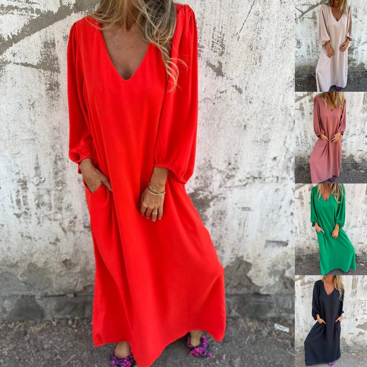 Sidonie | Robes Longues | Poches | Décolleté Plongeant