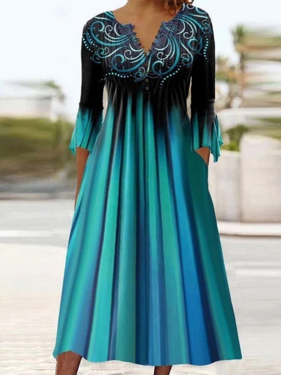 Robe Midi Verte Ombree Pour Femme | Élégant et Chic